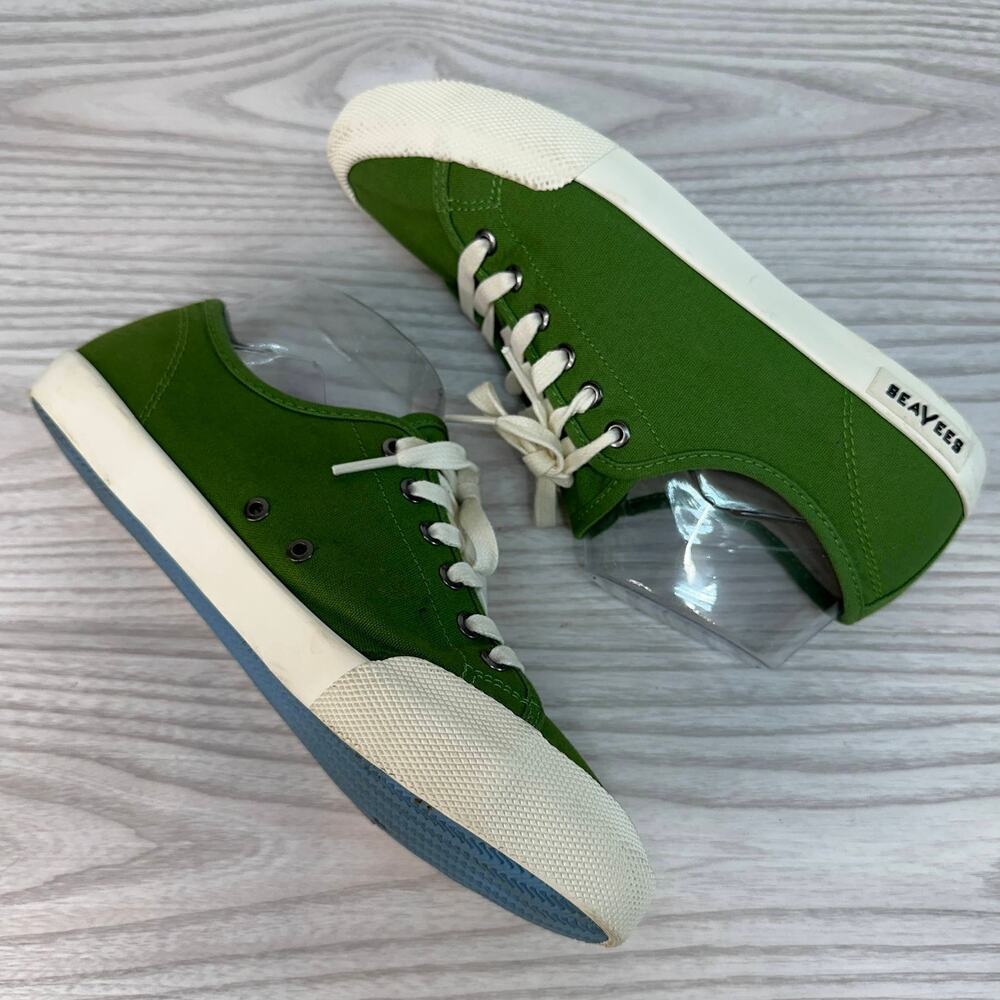Seavees Shoes WMNS 8 Monterey Sneaker Cactus Green Lace Up Low Up Flat Canvas - Picture 5 of 9